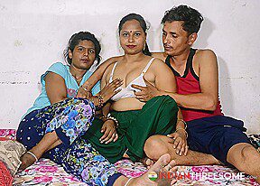Hot Indian Wife In Threesome Sex With Her Step Sister and Husband